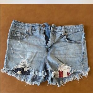 Patriotic Light Blue Denim Shorts